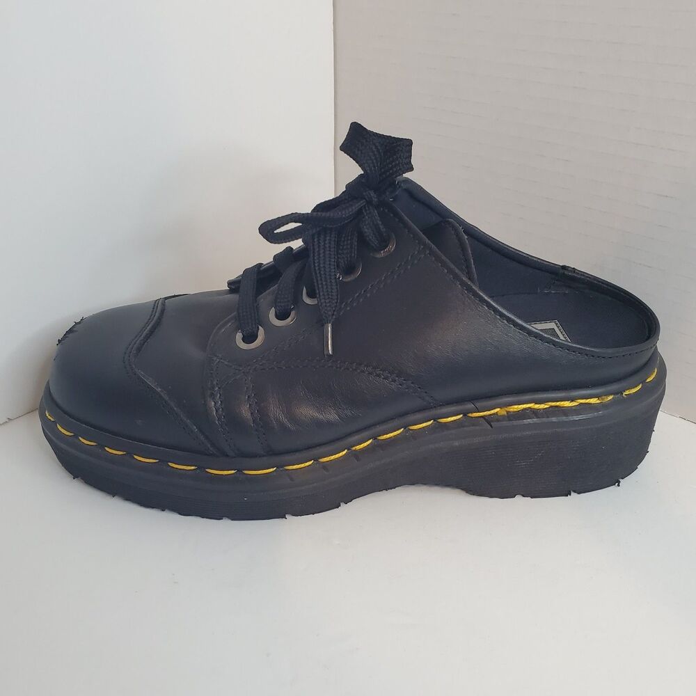 Dr. Doc Martens Doc 9936 Black leather mules Women Sz 8 US/6 UK Made in England